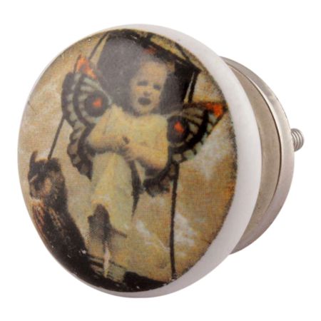 Multicolored Angel Baby Ceramic Flat Drawer Knob Online